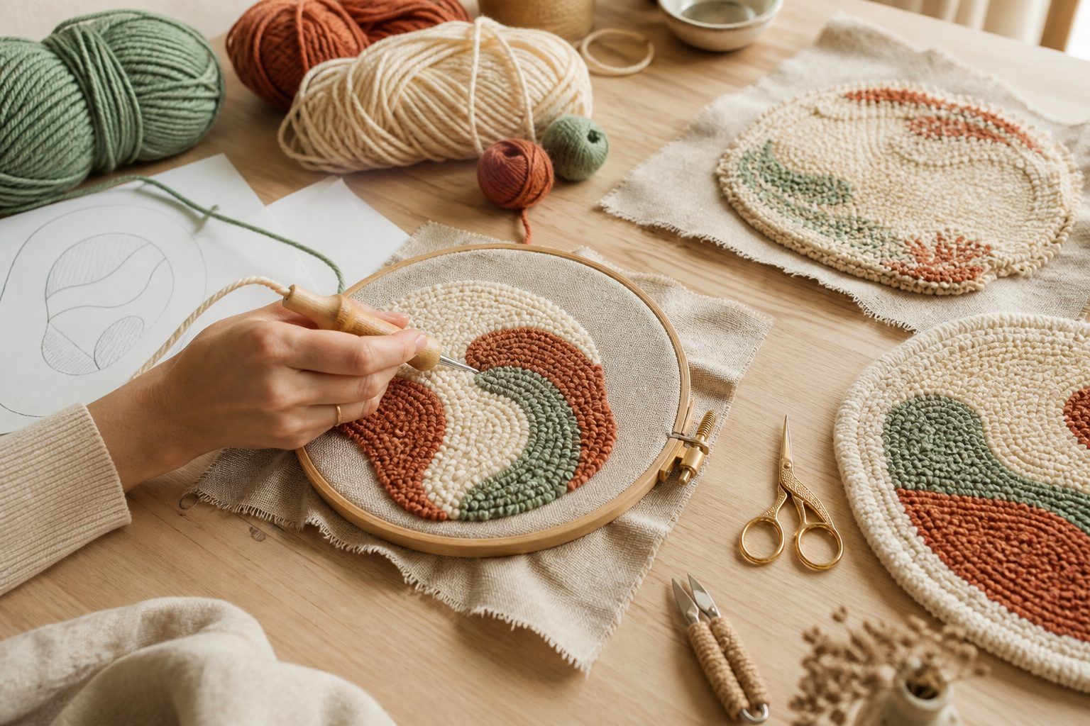 Les étapes pour fabriquer un petit tapis en punch needle