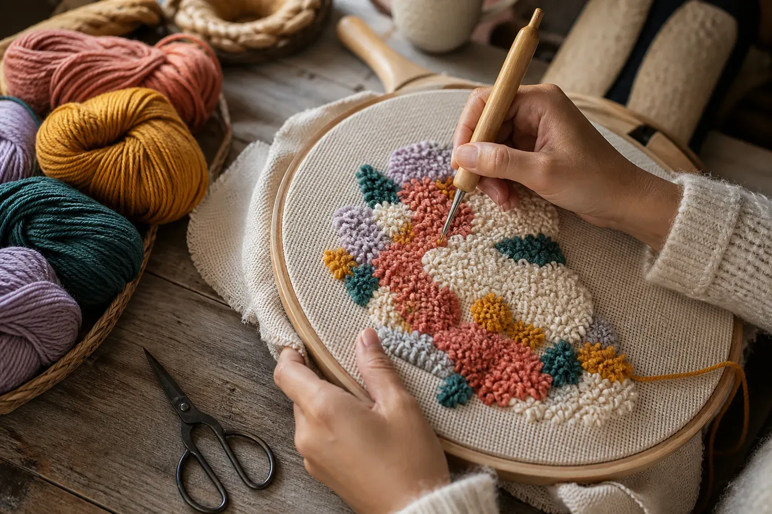 Un kit punch needle adulte bien choisi évite les boucles défaites