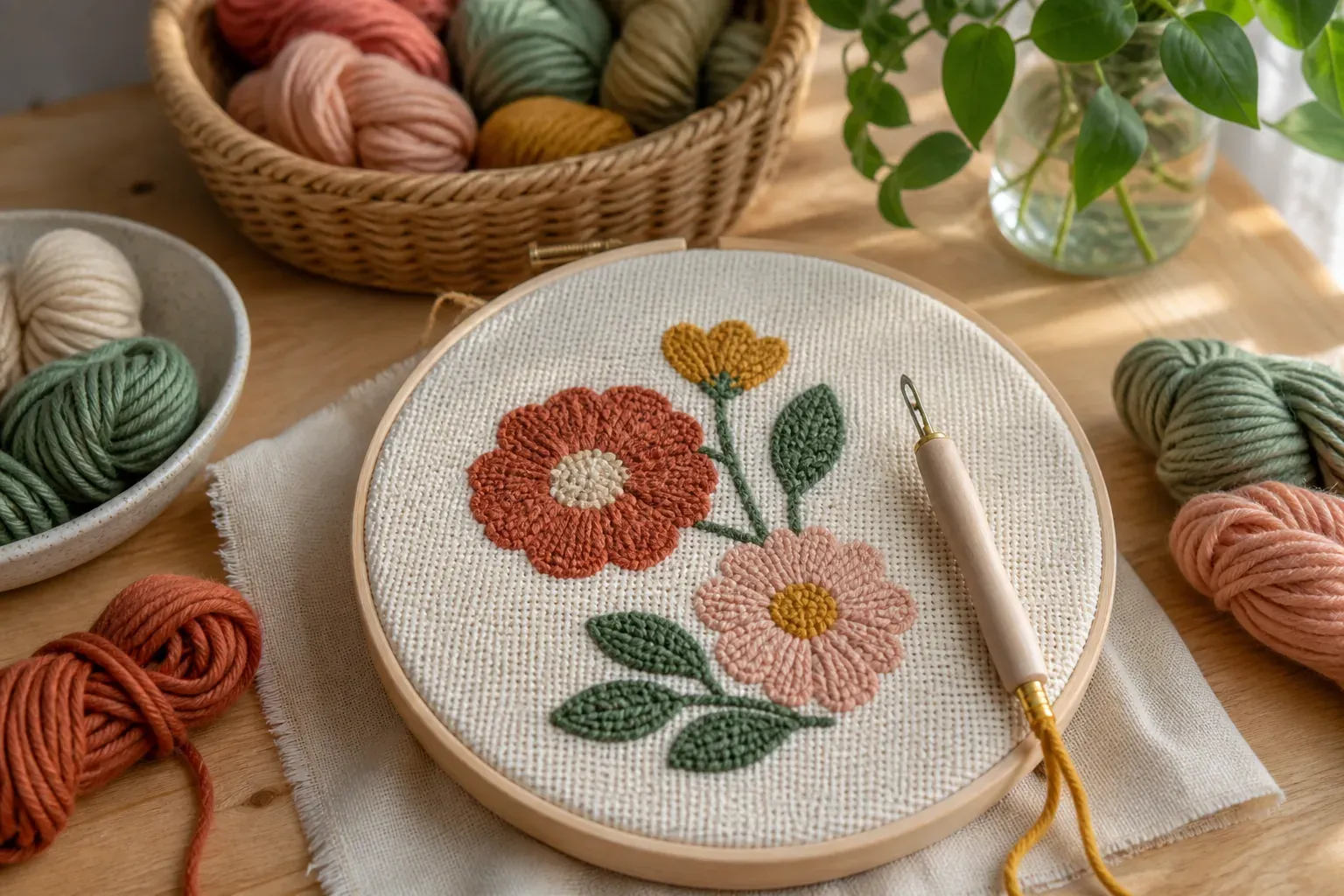 Un kit punch needle bien choisi évite les boucles qui se défont