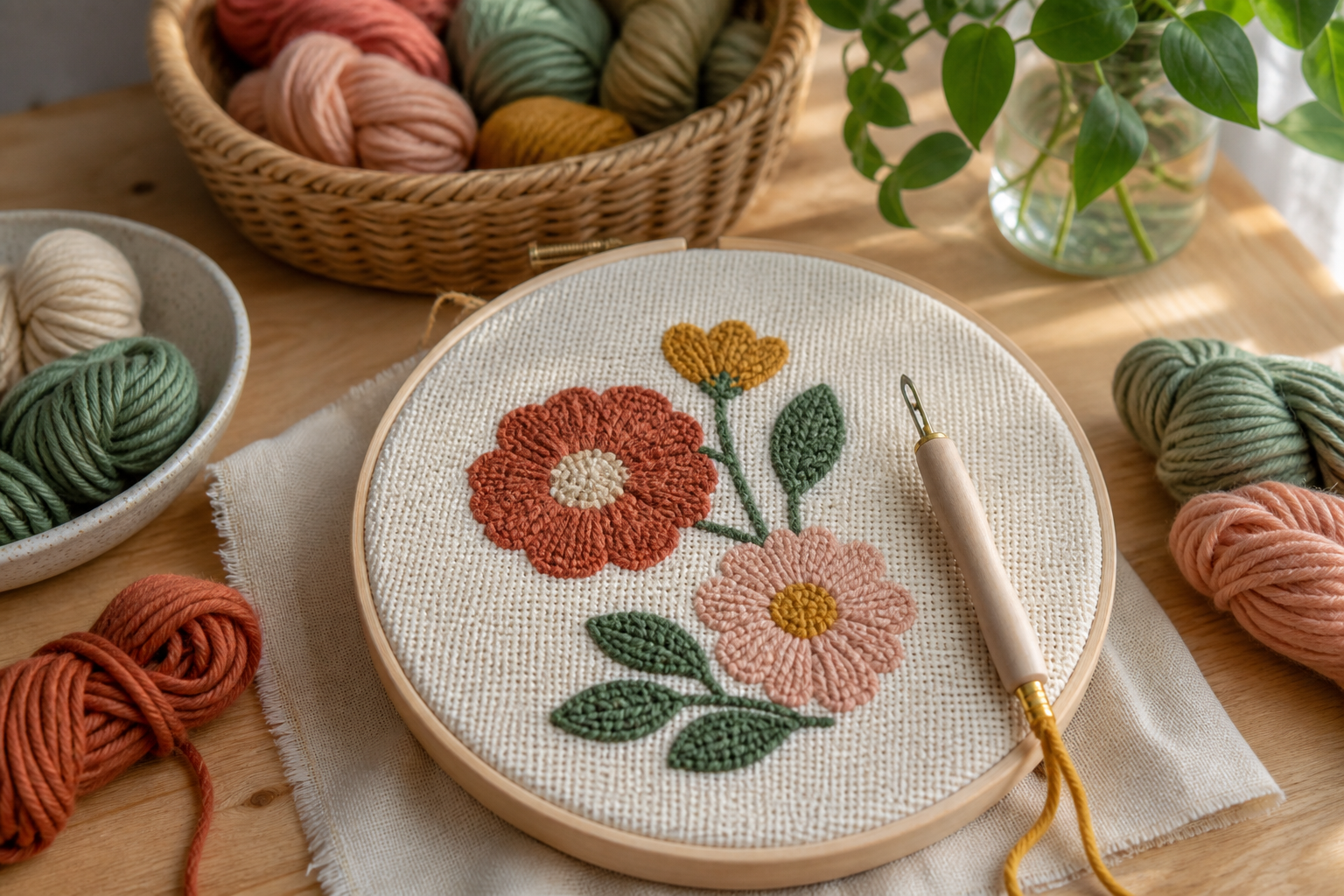 Un kit punch needle bien choisi évite les boucles qui se défont
