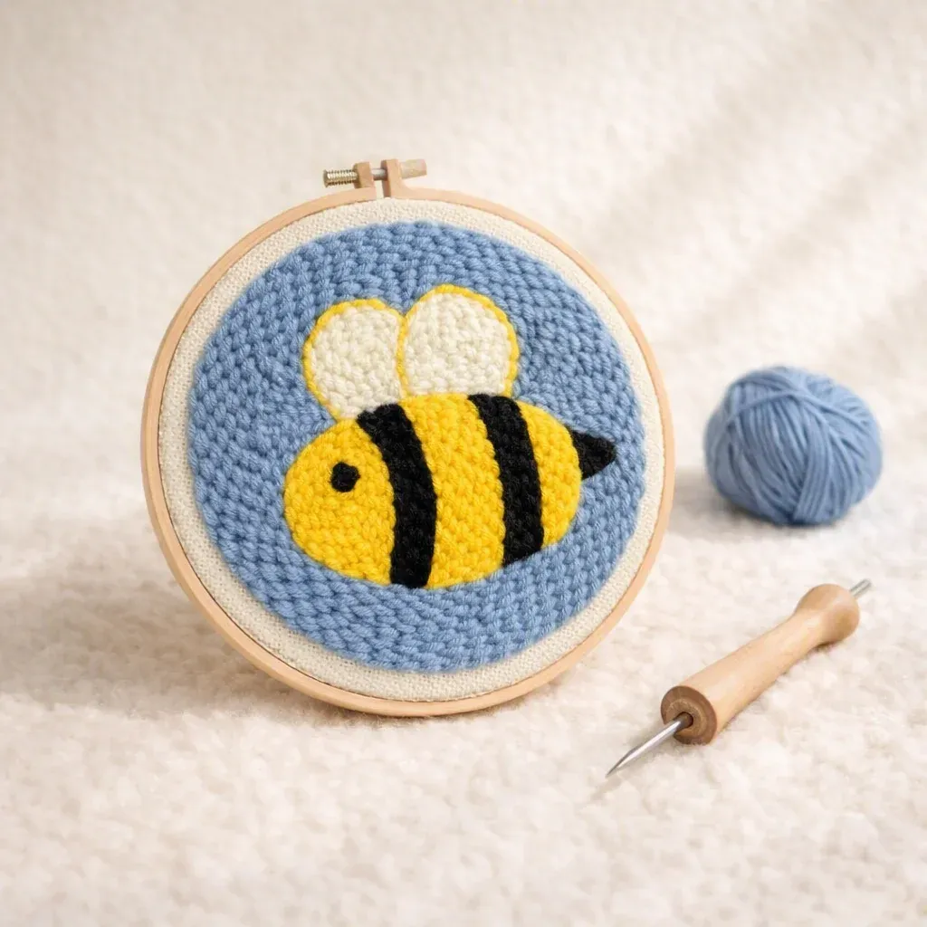 Kit punch needle abeille mignonne en relief