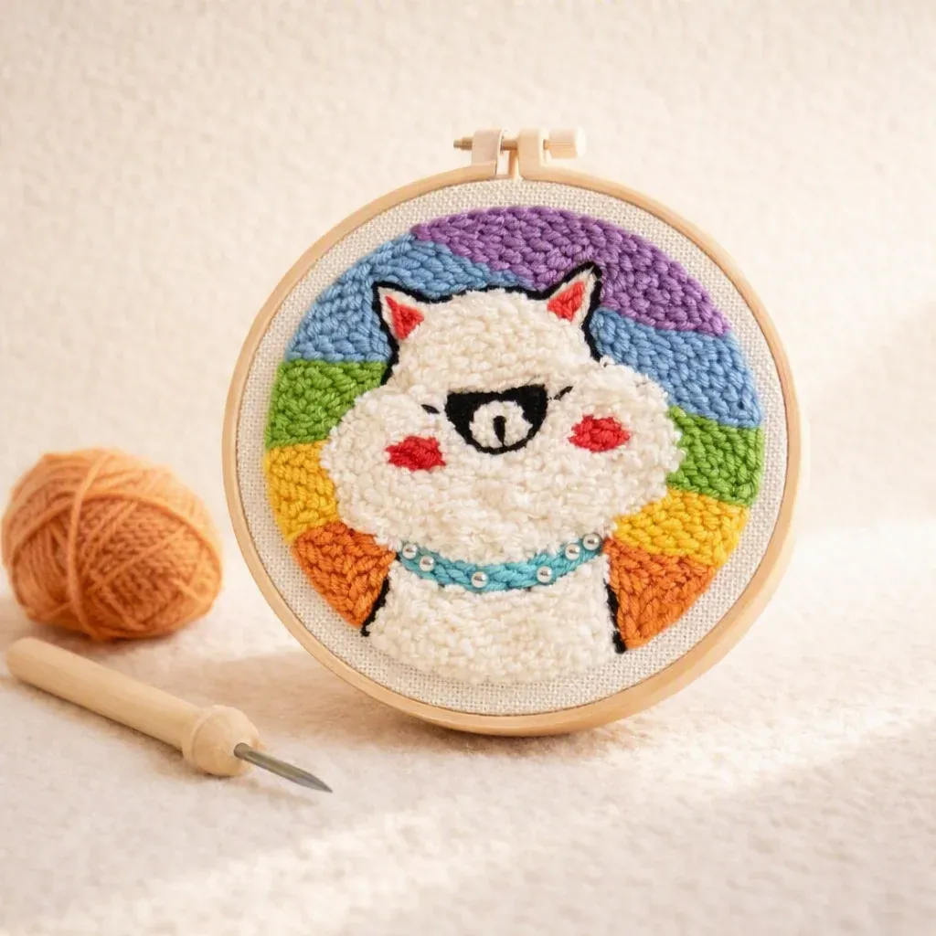 Kit punch needle alpaga duveteux en relief