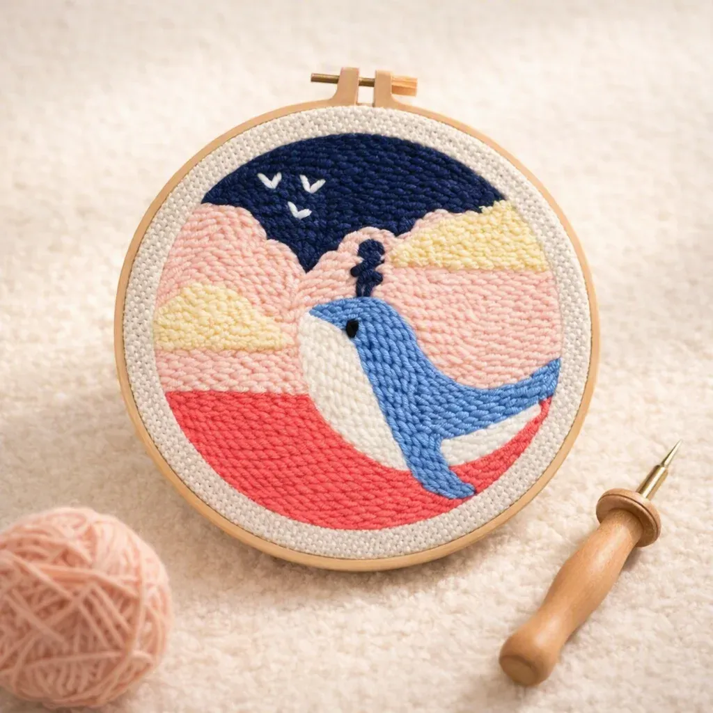 Kit punch needle baleine bleue et fillette