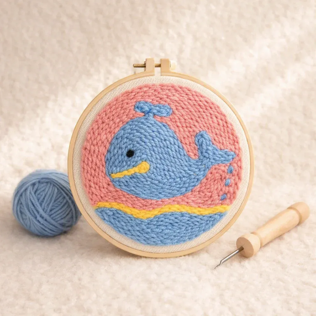 Kit punch needle baleine flottante marine