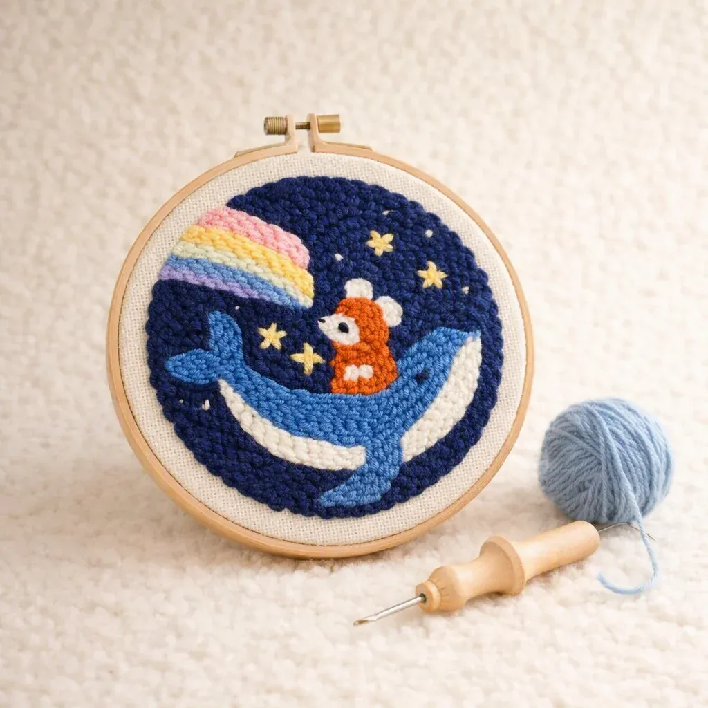 Kit punch needle baleine et petit garçon