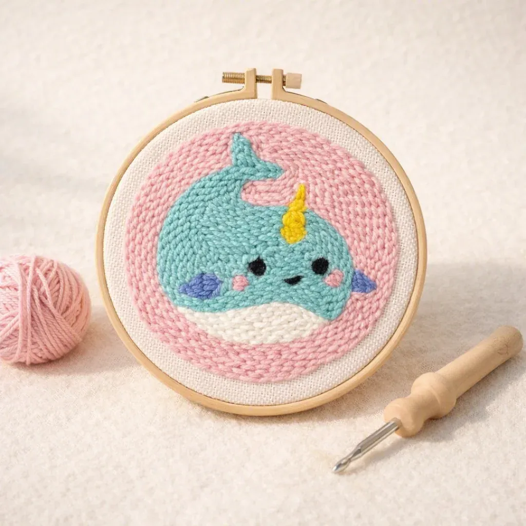 Kit punch needle baleine mignonne en relief