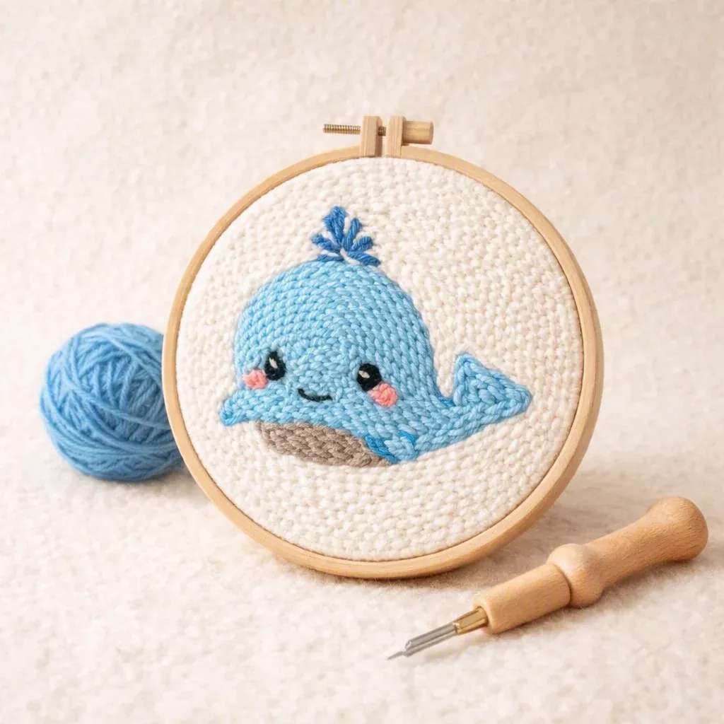 Kit punch needle bébé baleine en relief