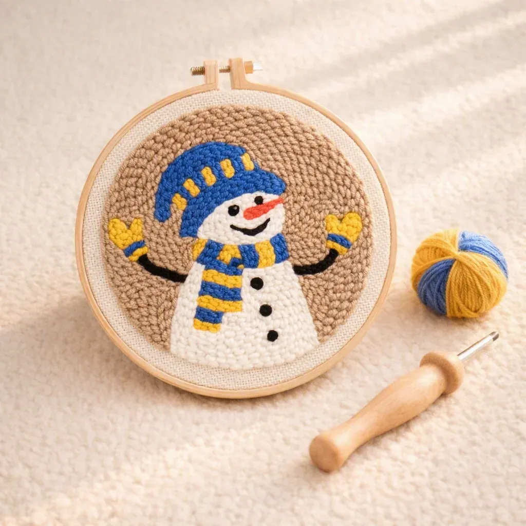 Kit punch needle bonhomme de neige de Noël