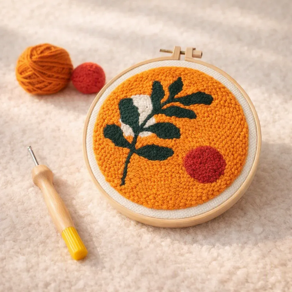 Kit punch needle motif botanique abstrait