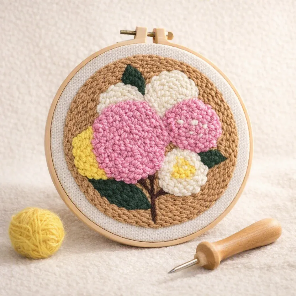 Kit punch needle bouquet de fleurs en relief