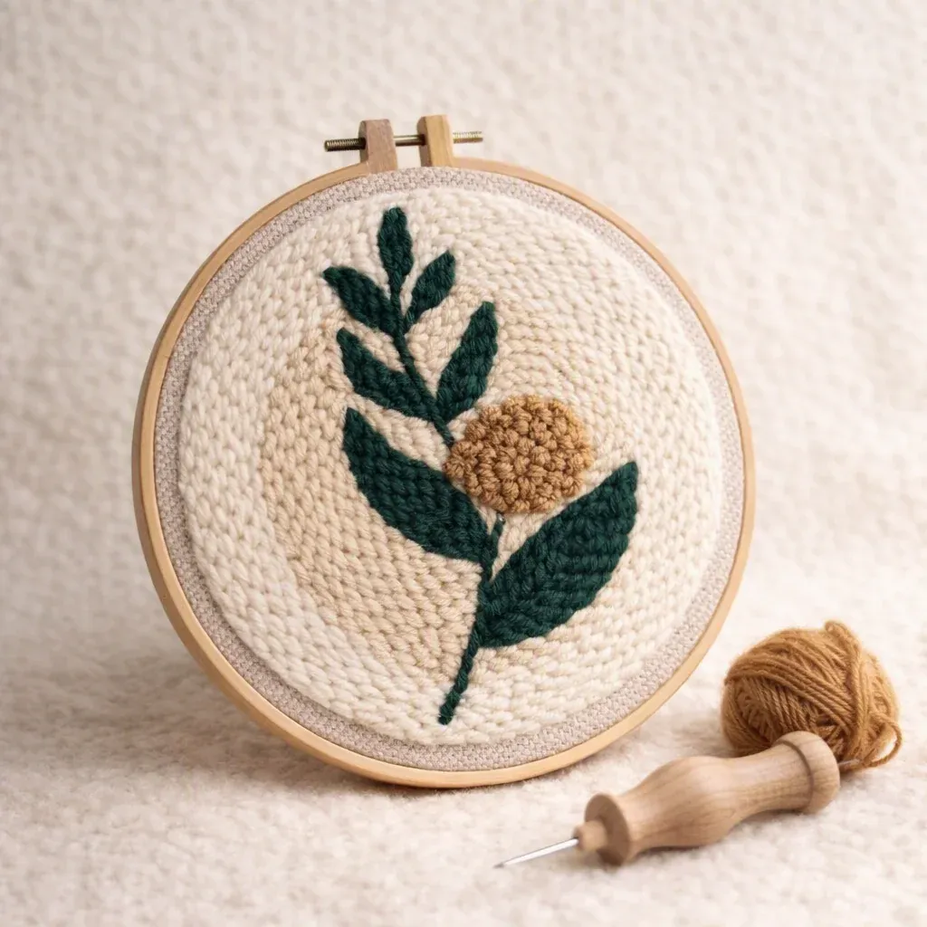 Kit punch needle branche fleurie en relief