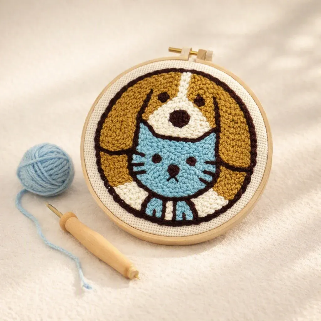 Kit punch needle chat et chien complice