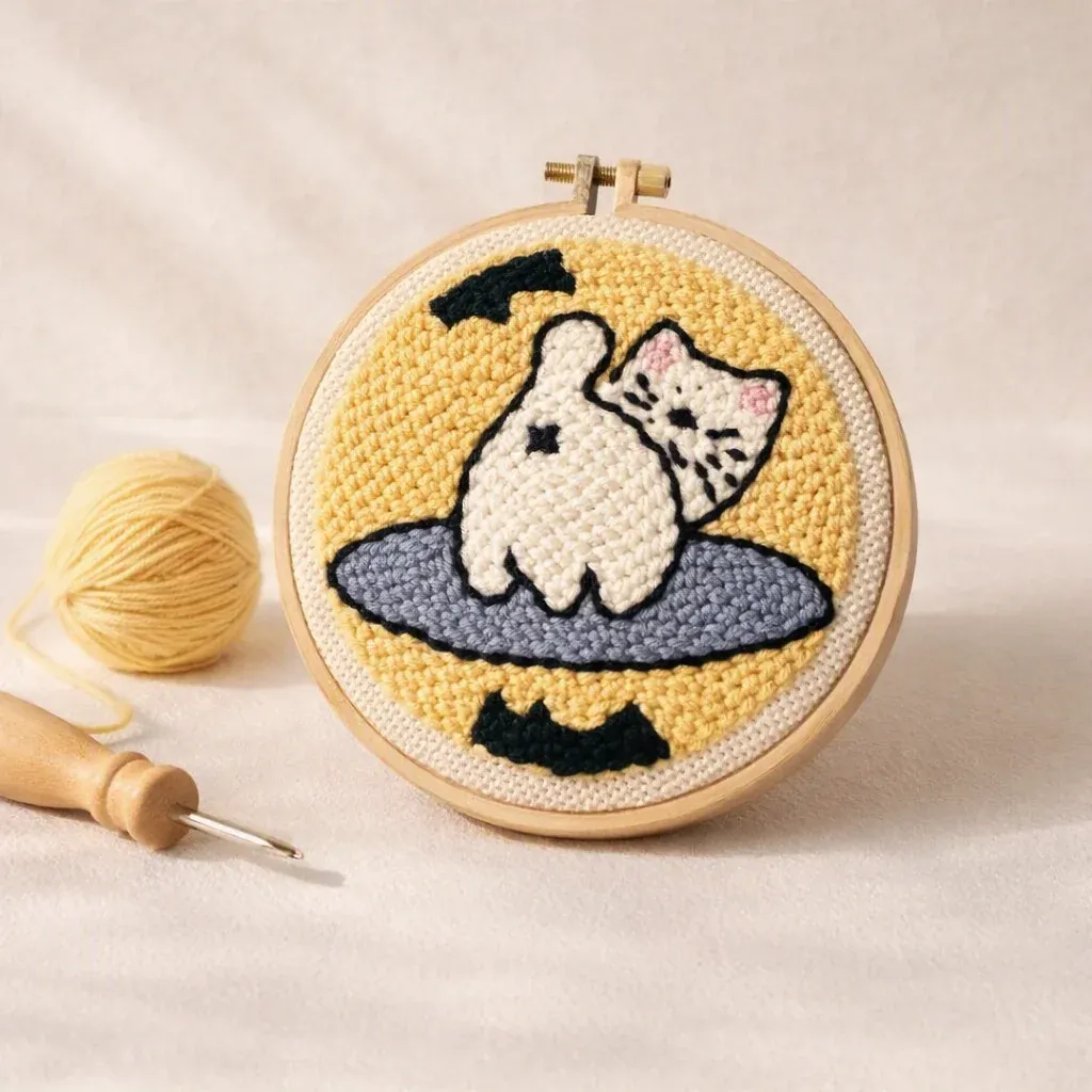 Kit punch needle chat joueur en relief