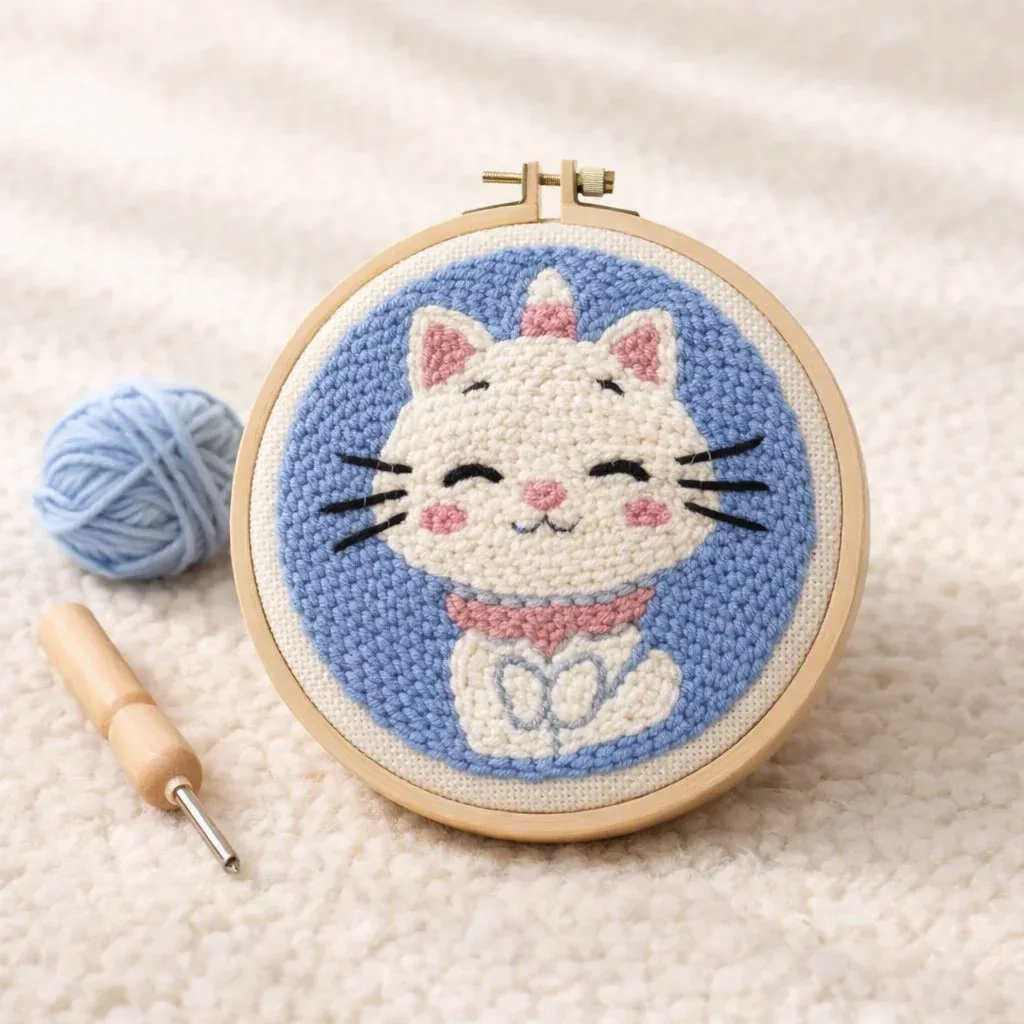 Kit punch needle chat licorne en relief