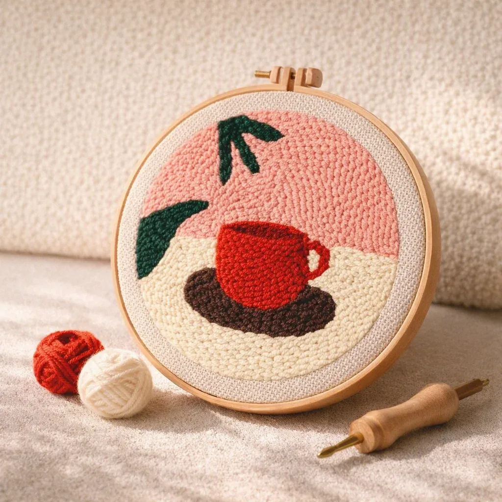 Kit punch needle chocolat chaud et feuilles