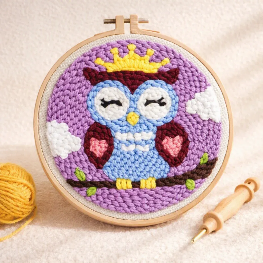 Kit punch needle chouette endormie en relief