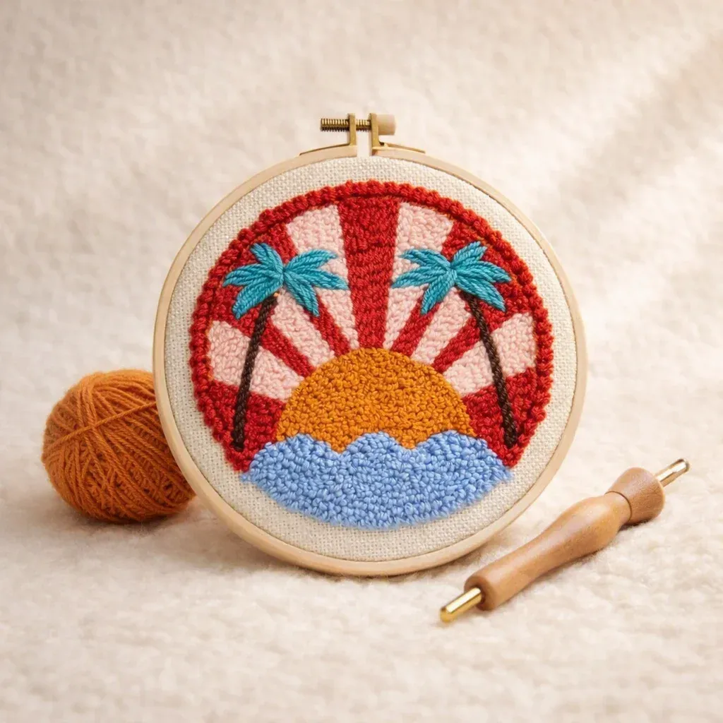 Kit punch needle coucher de soleil tropical