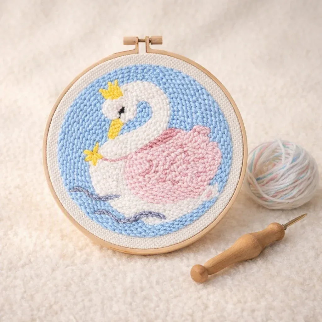 Kit punch needle cygne Love en relief mural