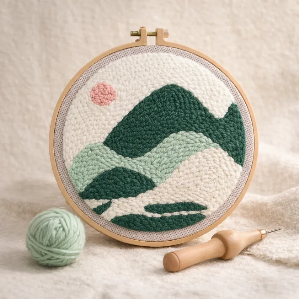 Kit punch needle paysage dégradé de montagnes