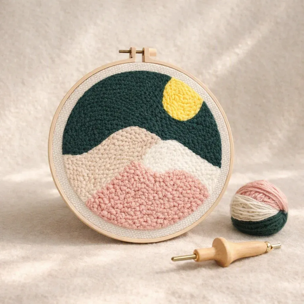 Kit punch needle paysage de montagne Les Deux Pics