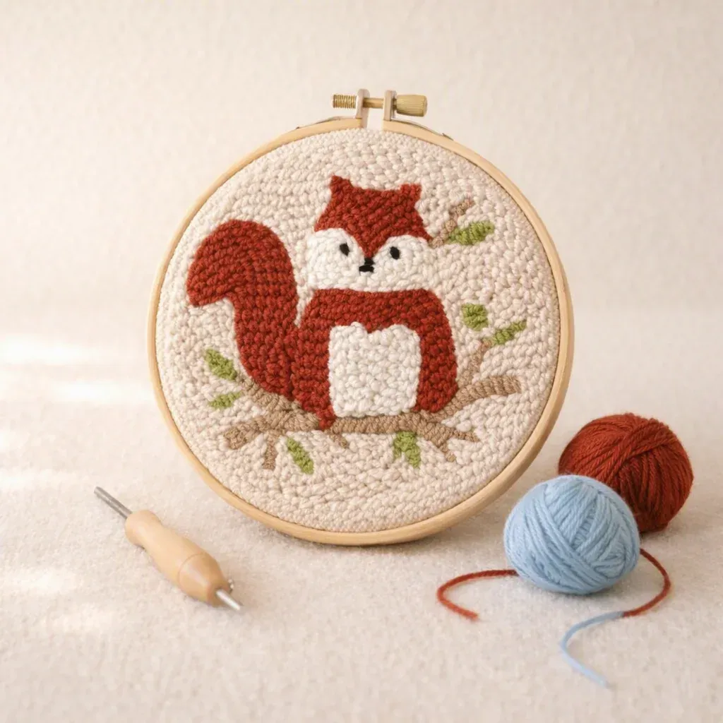 Kit punch needle écureuil mignon en relief