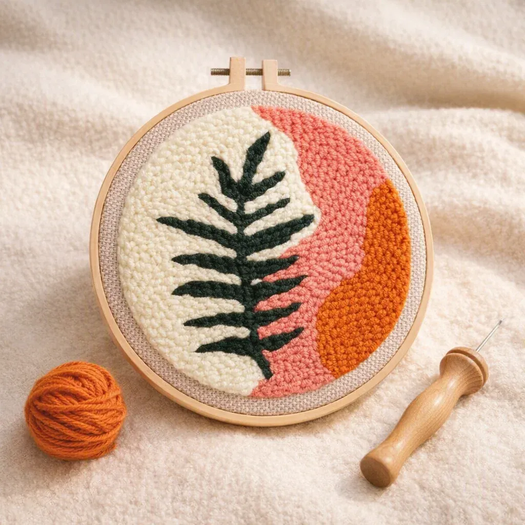 Kit punch needle feuille végétale en relief