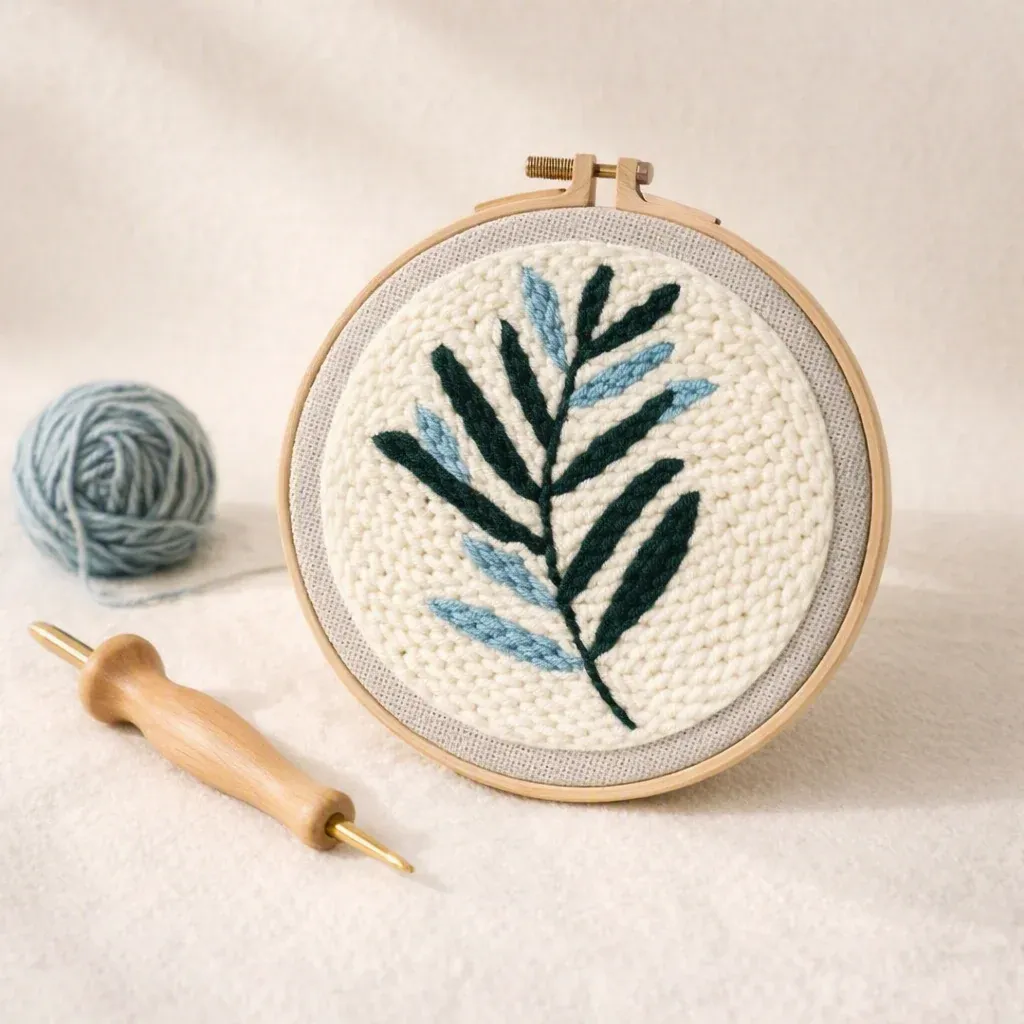 Kit punch needle feuille bicolore en relief