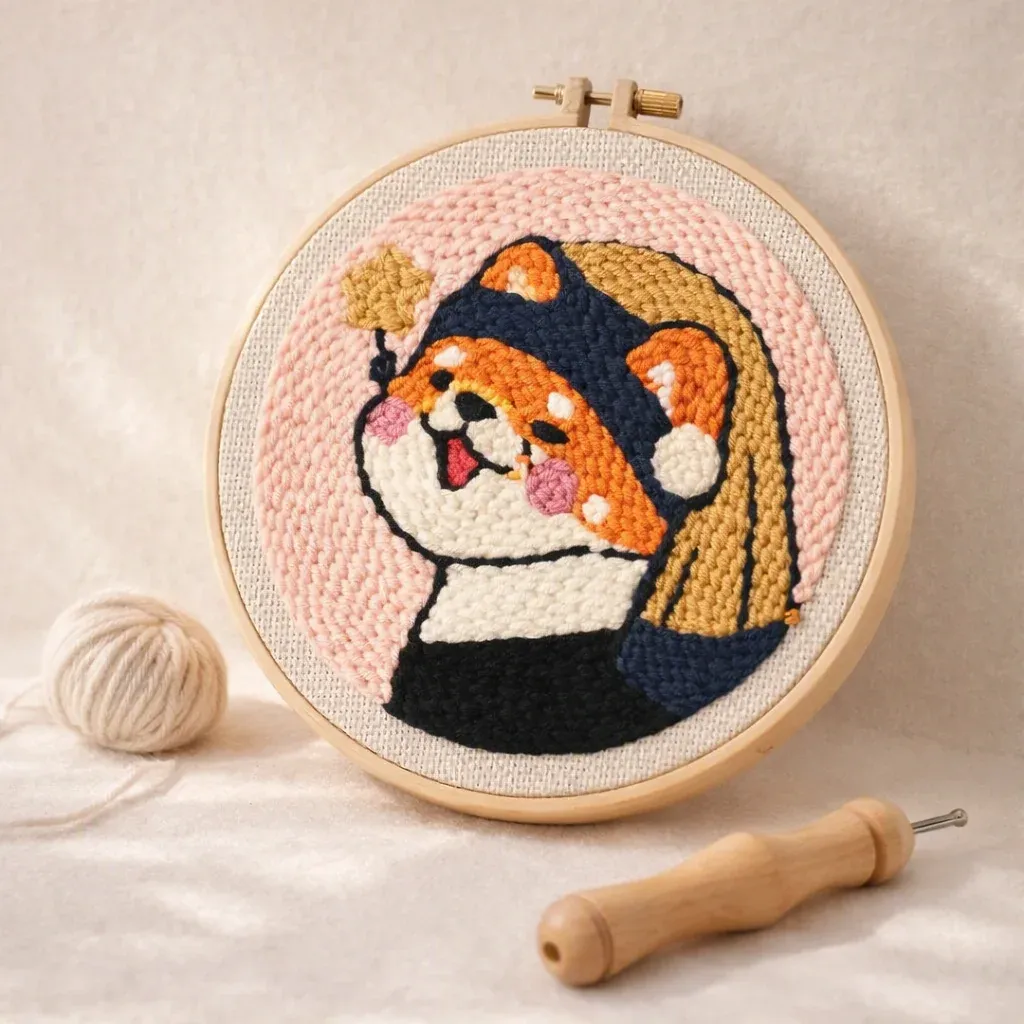 Kit punch needle Fille à la Perle en relief