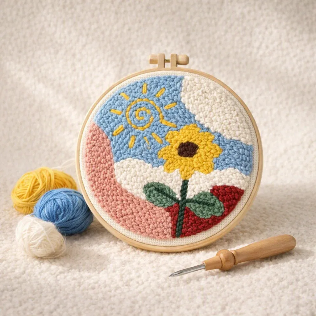 Kit punch needle fleur au lever du soleil