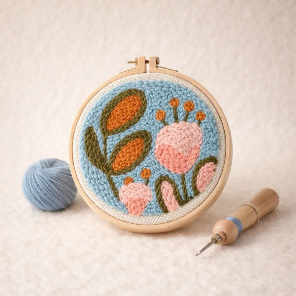 Kit punch needle fleurs sauvages en relief