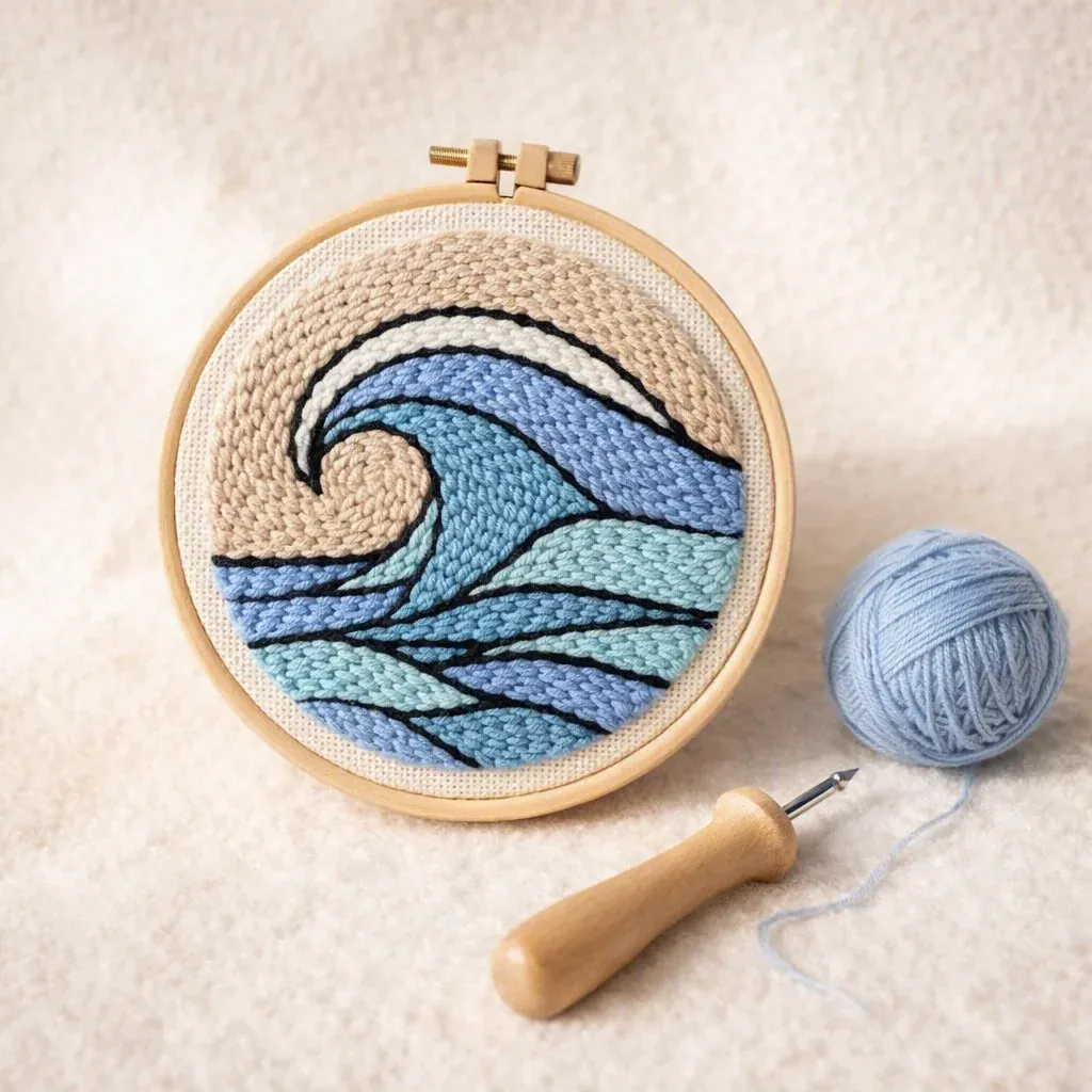 Kit punch needle Grande vague murale en relief