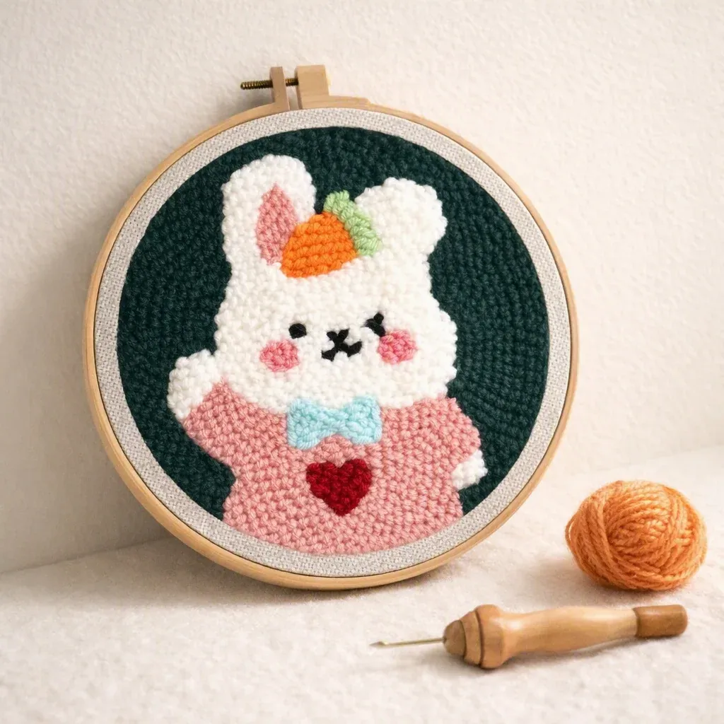 Kit punch needle lapin clin d’œil en relief