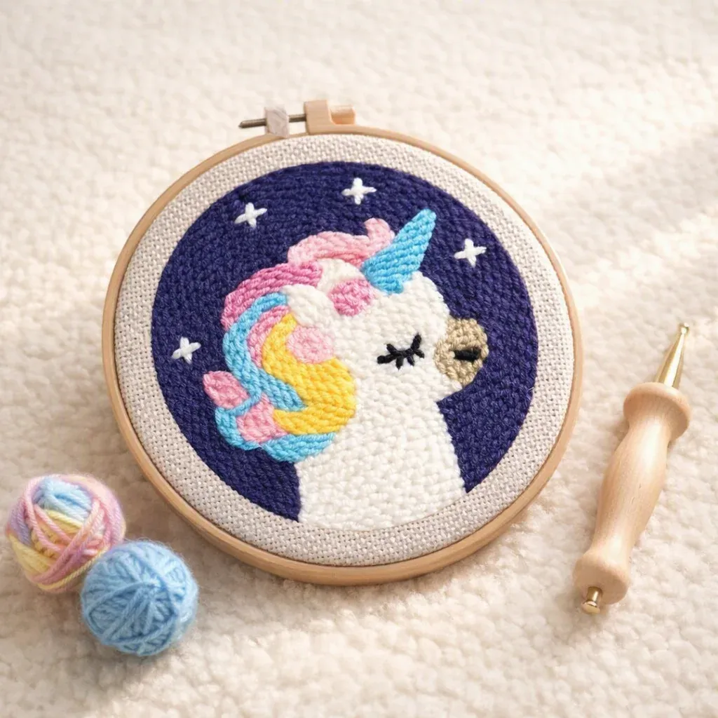 Kit punch needle licorne gracieuse en relief