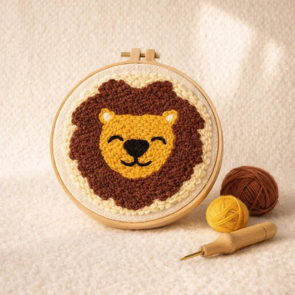 Kit punch needle lion mignon en relief