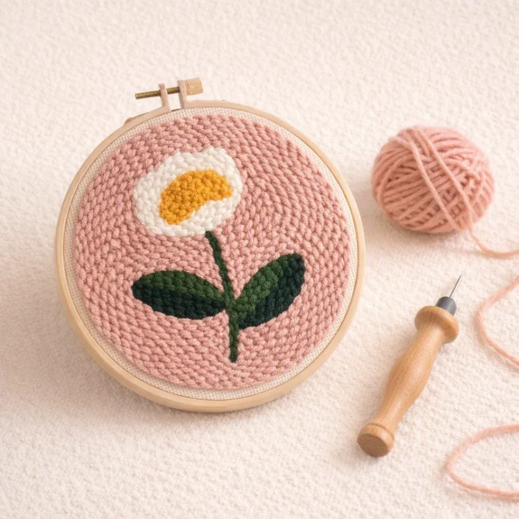 Kit punch needle marguerite fleurie en relief