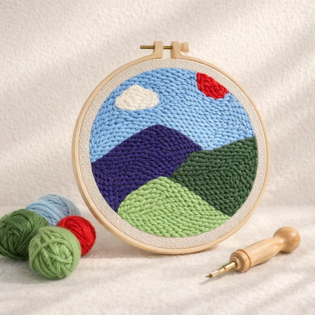 Kit punch needle montagnes en relief mural