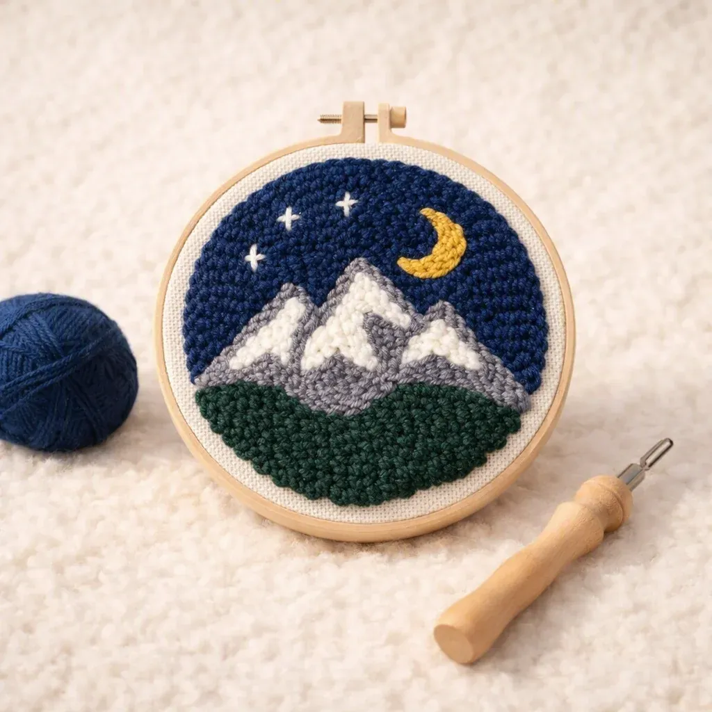 Kit punch needle montagnes de nuit en relief
