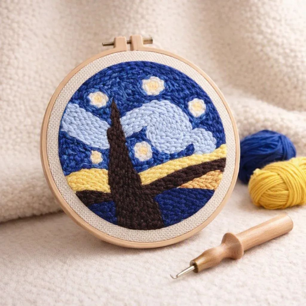 Kit punch needle nuit étoilée en relief