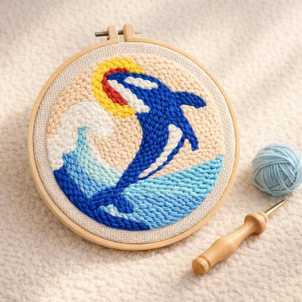 Kit punch needle orque et vague en relief