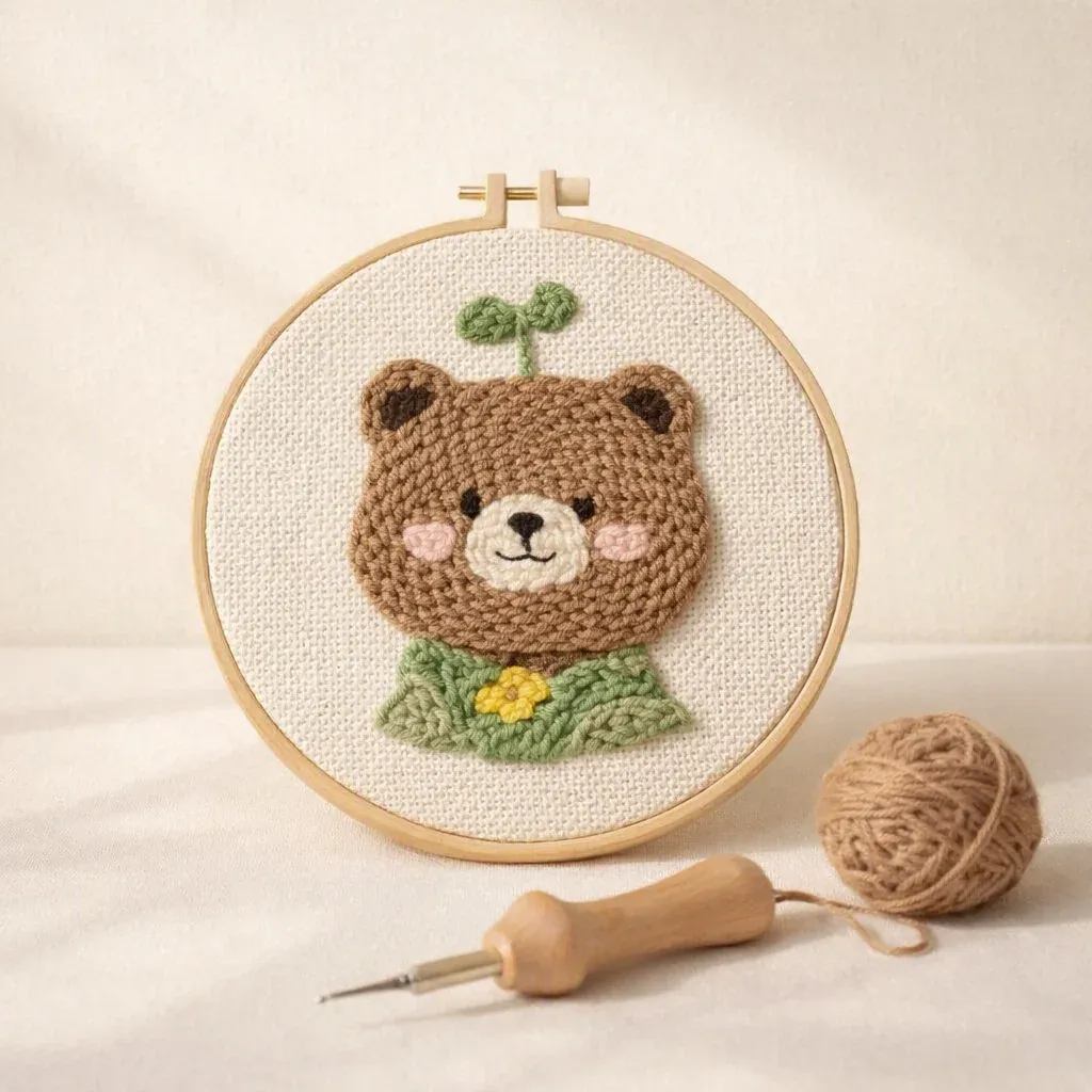Kit punch needle ours brun en tableau relief