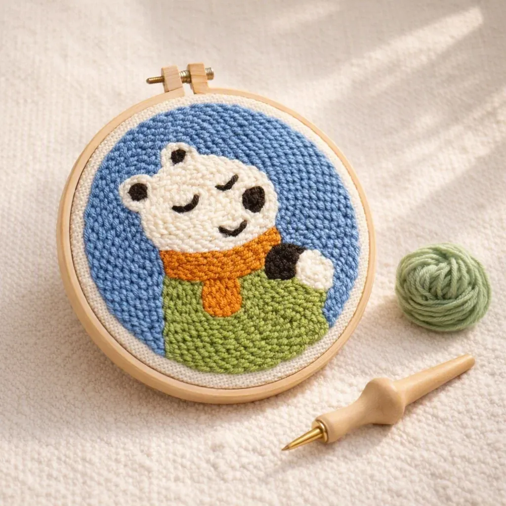 Kit punch needle ours polaire joyeux en relief