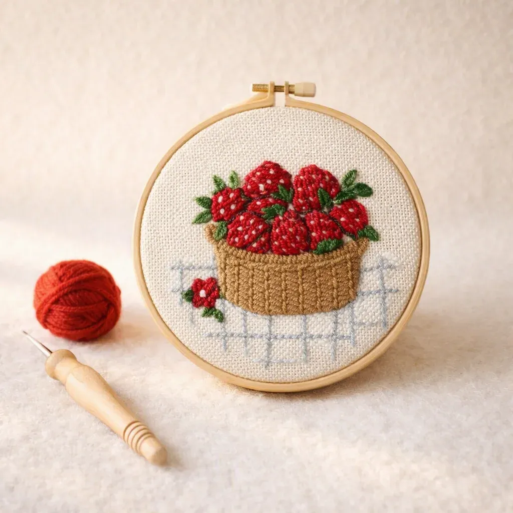 Kit punch needle panier de fraises gourmand