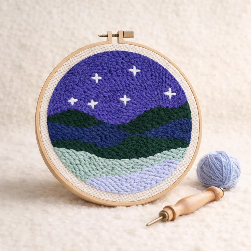 Kit punch needle paysage sous les étoiles