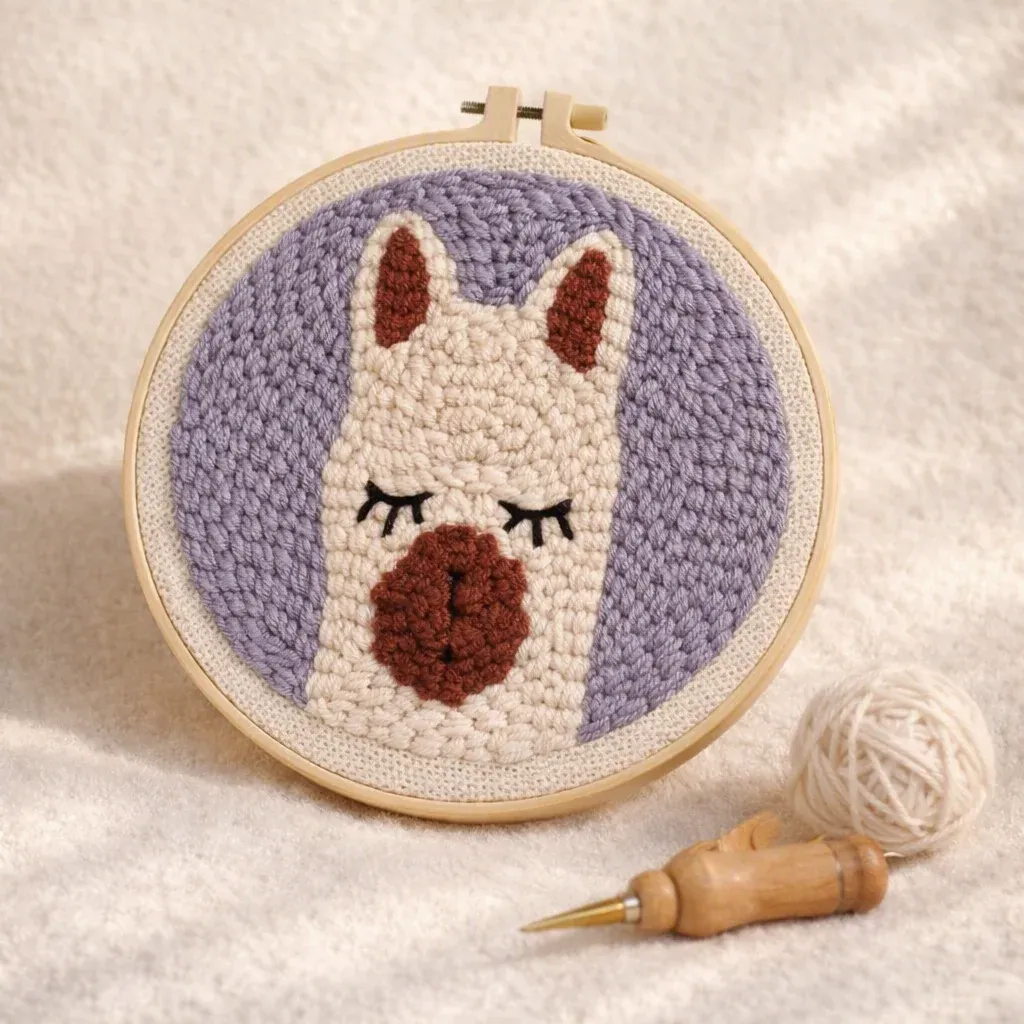 Kit punch needle petit lama mural en relief