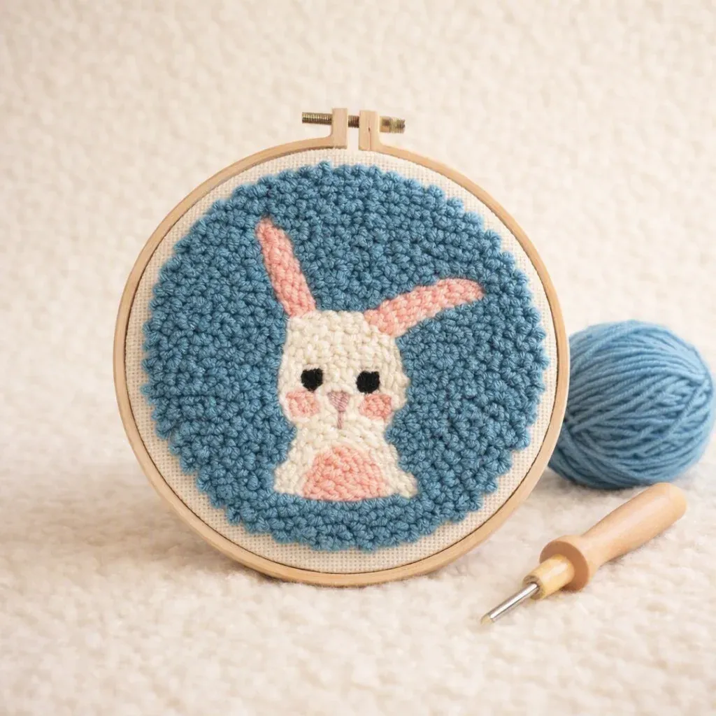 Kit punch needle petit lapin tout doux en relief