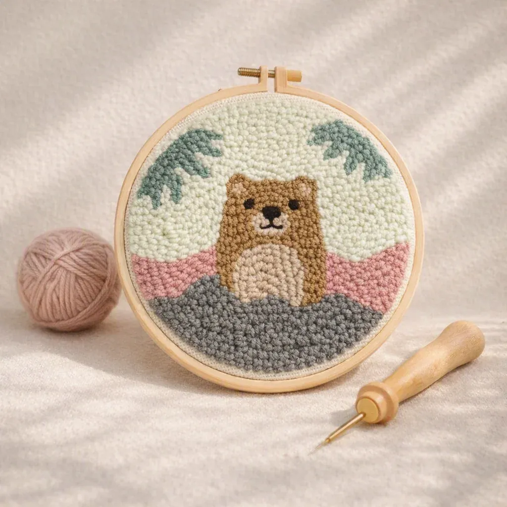 Kit punch needle petit ours tout doux en relief