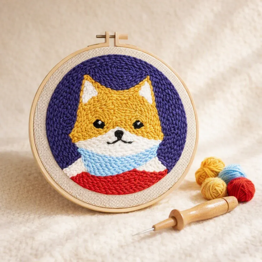 Kit punch needle petit renard mural en relief
