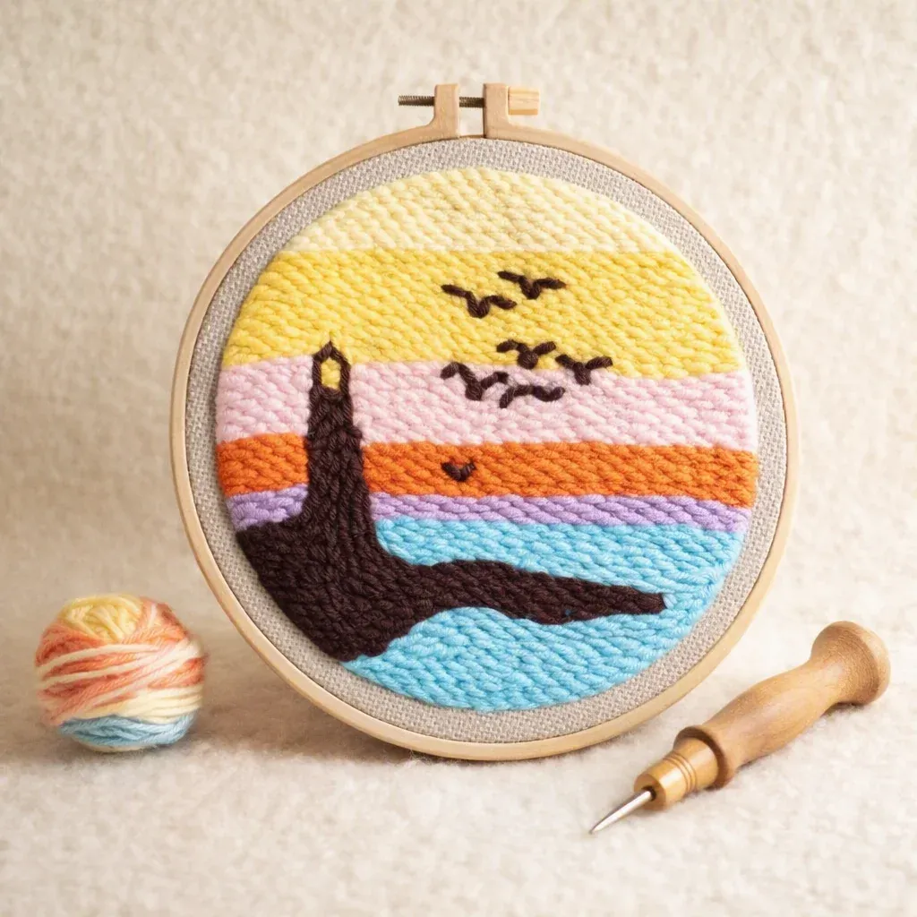 Kit punch needle phare au coucher de soleil