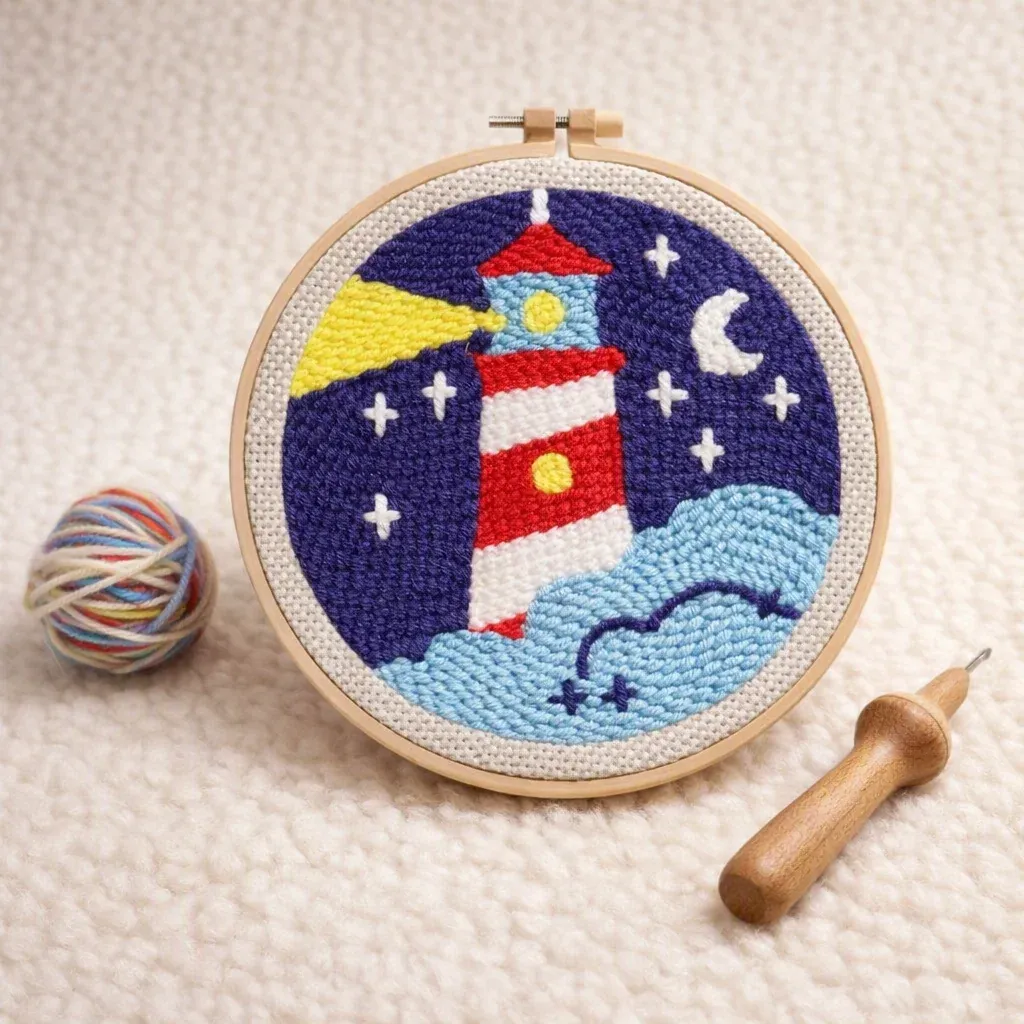 Kit punch needle phare sous nuit étoilée