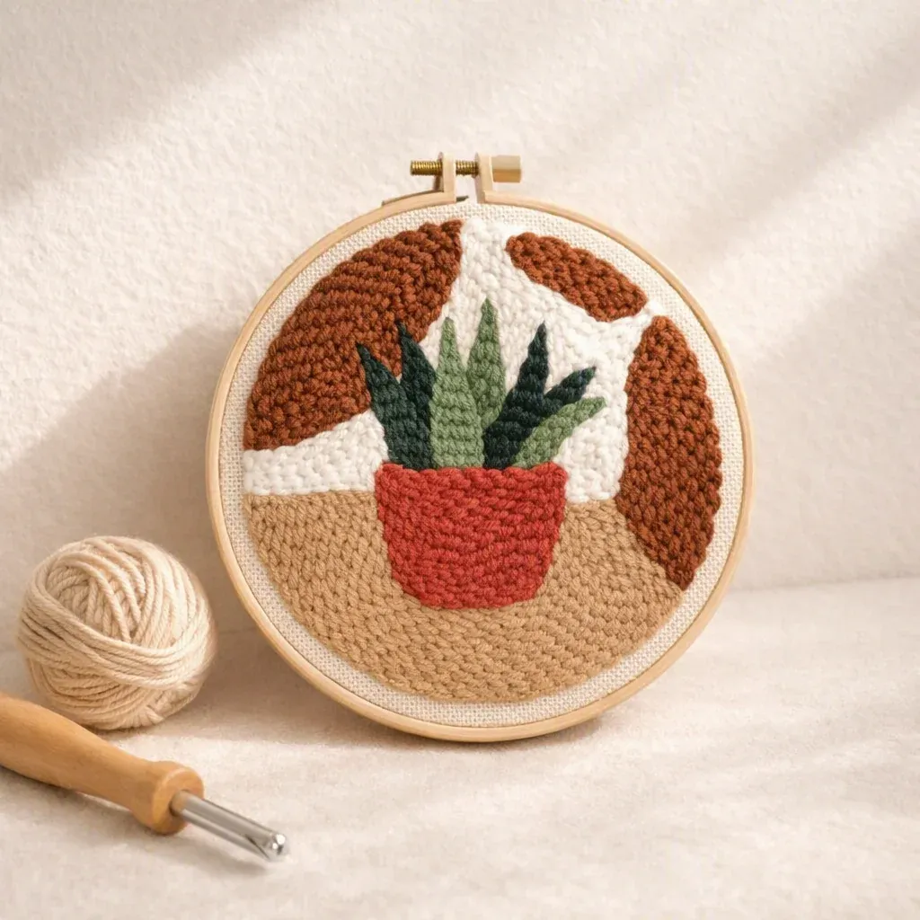 Kit punch needle plante en pot rouge
